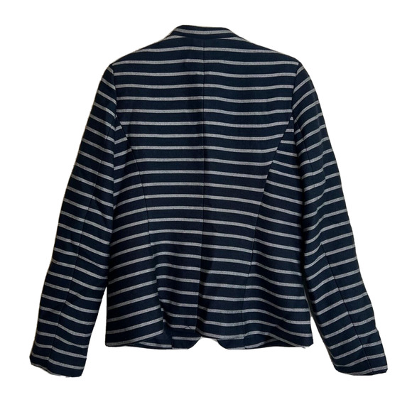 The Limited Womens Blazer Medium Navy Striped Short Zip Front Career - Picture 3 of 6